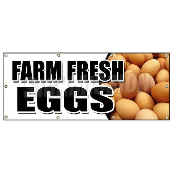 FARM FRESH EGGS BANNER SIGN organic range free milk dairy cheese brown